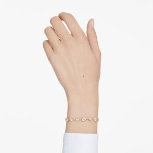 Imber Tennis bracelet, Mixed cuts, White, Gold-tone plated