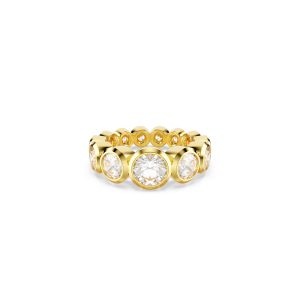 Imber ring, Mixed round cuts, White, Gold-tone plated