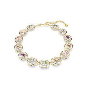 Chroma Tennis necklace, Octagon cut, Multicolored, Gold-tone plated