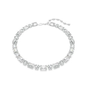 Millenia Tennis necklace, Octagon cut, White, Rhodium plated
