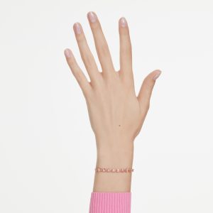 Matrix bracelet, Pear cut, Pink, Gold-tone plated