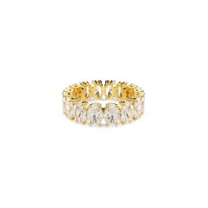 Matrix ring, Oval cut, White, Gold-tone plated