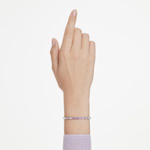 Matrix bracelet, Baguette cut, Purple, Rhodium plated