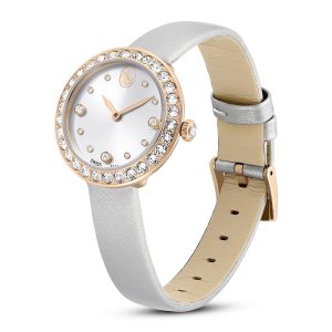 Matrix Tennis watch, Swiss Made, Leather strap, Gray, Rose gold-tone finish