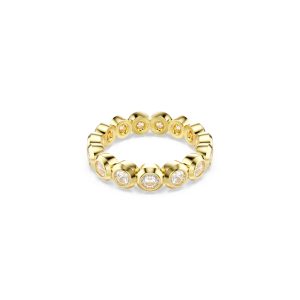 Imber ring, Round cut, White, Gold-tone plated