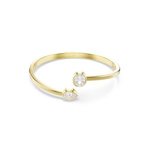 Imber bangle, Mixed cuts, White, Gold-tone plated