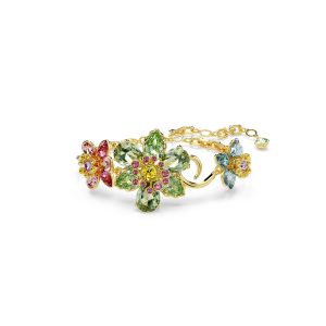 Idyllia bracelet, Mixed cuts, Flower, Multicolored, Gold-tone plated