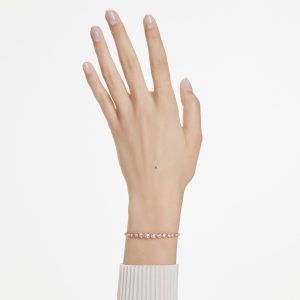 Imber Tennis bracelet, Mixed round cuts, Pink, Rose gold-tone plated