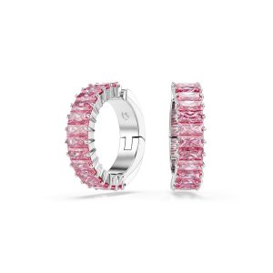 Matrix ear cuffs, Baguette cut, Pink, Rhodium plated