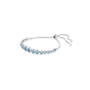 Imber Tennis bracelet, Mixed round cuts, Blue, Rhodium plated