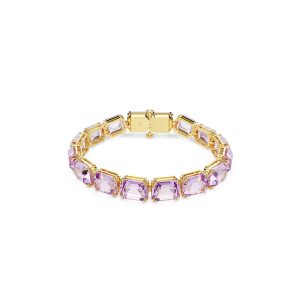 Millenia Tennis bracelet, Octagon cut, Purple, Gold-tone plated