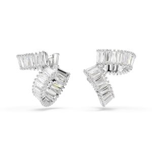 Ariana Grande x Swarovski ear cuffs, Baguette cut, White, Rhodium plated