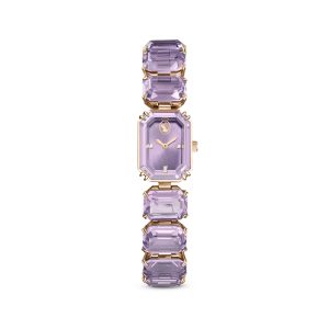 Watch, Octagon cut bracelet, Purple, Champagne gold-tone finish