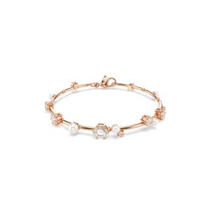 Constella Tennis bracelet Crystal pearl, Round cuts, White, Rose gold-tone plated