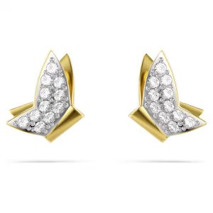 Idyllia Lilia stud earrings Butterfly, White, Gold-tone plated