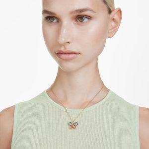 Idyllia pendant, Mixed cuts, Pavé, Butterfly, Multicolored, Mixed metal finish