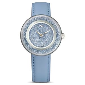 Crystalline Lustre watch, Swiss Made, Leather strap, Blue, Stainless Steel