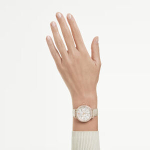Matrix Tennis Chrono watch, Swiss Made, Leather strap, Beige, Rose gold-tone finish