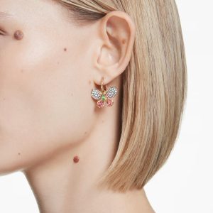 Idyllia drop earrings, Mixed cuts, Pavé, Butterfly, Multicolored, Mixed metal finish