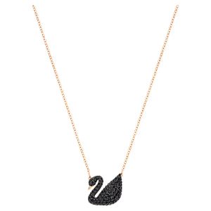 Swan pendant Swan, Black, Rose gold-tone plated