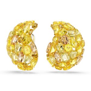 Gema clip earrings Yellow, Gold-tone plated
