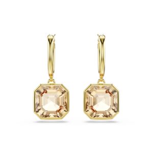 Millenia drop earrings, Square cut, Caramel, Gold-tone plated