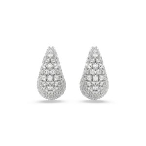 Sublima earrings Large, White, Rhodium plated