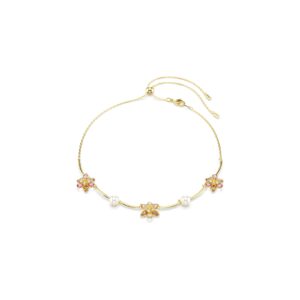 Idyllia necklace Crystal pearl, Mixed cuts, Flower, Multicolored, Gold-tone plated