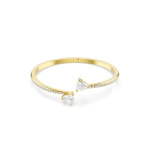 Mesmera bangle Heart, White, Gold-tone plated