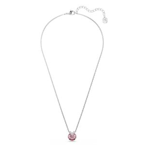 Bella V pendant Round cut, Pink, Rhodium plated