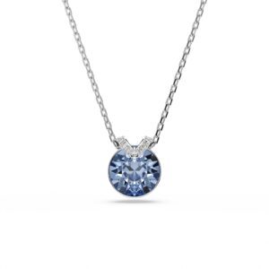 Bella V pendant Round cut, Blue, Rhodium plated