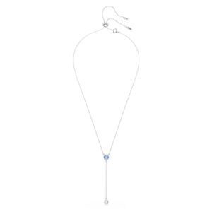 Stilla Attract Y necklace Round cut, Blue, Rhodium plated