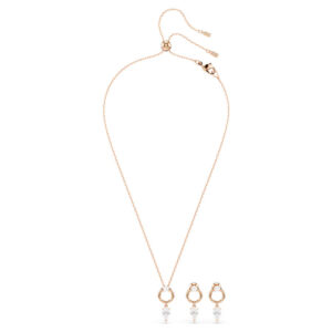 Mesmera set Pear cut, Round cut, White, Rose gold-tone plated