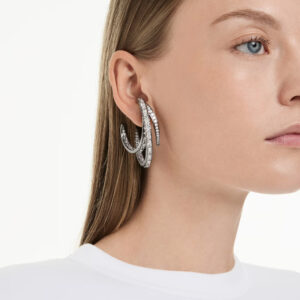 The Vienna Collection ear cuff set (3) Feather, White, Ruthenium plated