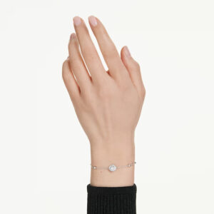 Una Angelic bracelet Round cut, White, Rhodium plated