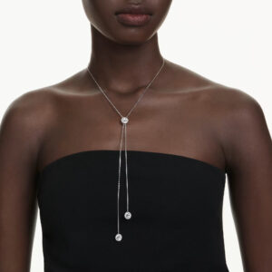 Una Angelic Y pendant Round cut, White, Rhodium plated