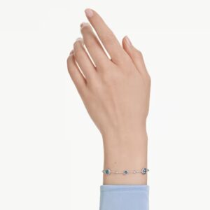 Imber bracelet, Round cut, Blue, Rhodium plated