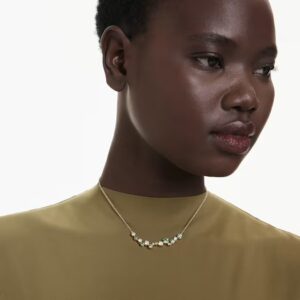 Constella necklace, Mixed cuts, Green, Gold-tone plated