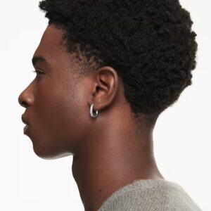 Dextera hoop earrings, Octagon shape, Round cut, White, Rhodium plated