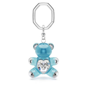 Teddy key ring Bear, Blue, Rhodium plated