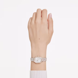 Dextera Octagon watch, Swiss Made, Metal bracelet, Silver tone, Rose gold-tone finish