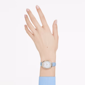 Imber watch, Swiss Made, Leather strap, Blue, Champagne gold-tone finish