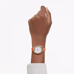 Imber watch, Swiss Made, Leather strap, Orange, Rose gold-tone finish