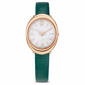 Imber watch, Swiss Made, Leather strap, Green, Rose gold-tone finish