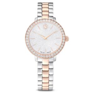 Watch, Swiss Made, Metal bracelet, Silver tone, Rose gold-tone finish