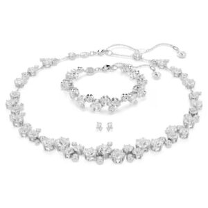 Constella set, Mixed cuts, White, Rhodium plated