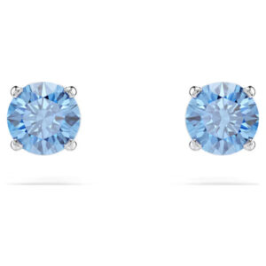 Stilla Attract stud earrings Round cut, Blue, Rhodium plated