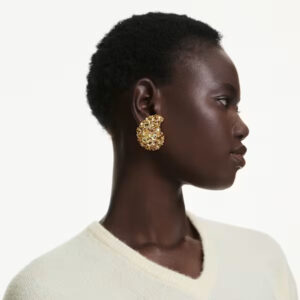 Gema clip earrings Yellow, Gold-tone plated