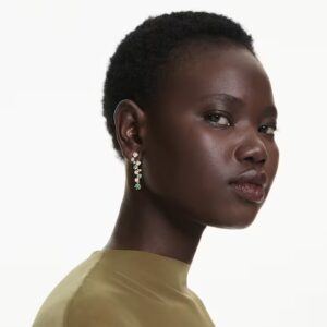 Constella drop earrings, Mixed cuts, Green, Gold-tone plated