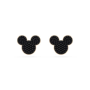 Mickey & Minnie stud earrings, Black, Rose gold-tone plated